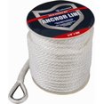 thumbnail image 1 of Attwood Marine Boat Anchor Rode 11724-1 Solid Braided; 100 Foot Length x 3/8 Inch Thickness; White; Multi-Filament Polypropylene; With Thimble, 1 of 4