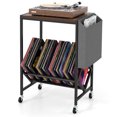thumbnail image 1 of Costway Meuble pour Tourne-Disque avec Rangement pour Disques Vinyles et Pochette de Rangement Latérale, Roues Pivotantes Brun, 1 of 10