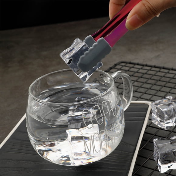 10 Pcs Pinces à Glace en Acier Inoxydable 304, Pinces à Glace en Acier Inoxydable 304 RRJ, Pinces en Silicone Épaissi pour Glaçons, Mini Pinces de Cuisine pour Cocktails Desserts Planches de Charcuterie, Outils de Bar et Barman