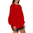 thumbnail image 3 of Jienlioq Femmes Manches Longues Liquidation Mode Femme Manches Longues Col Rond Chandail en Molleton Ample Blouse Unie Hauts Sélection Flash, 3 of 6