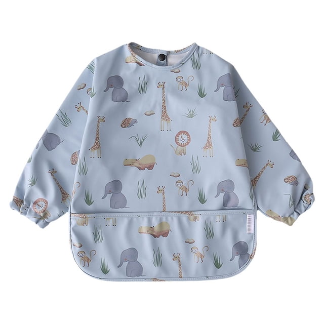 MIASHUI Baby Long Sleeve Bib Cartoon Print Toddlers Soft Bib Outfit