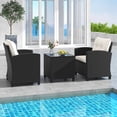 thumbnail image 4 of Gymax Ensemble de Mobilier de Patio 3 Pcs avec Table Basse en Verre Trempé Coussins Lavables Blanc, 4 of 10