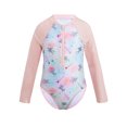 thumbnail image 1 of Kids Girls One Piece Long Sleeves Palm Trees Printed Swimsuit UV Protection Rash Guard Multi Horse 12, 1 of 6