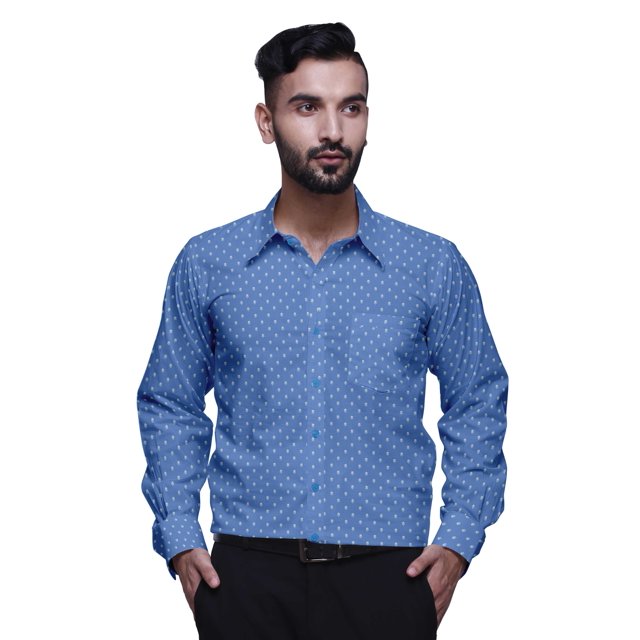 BESTMAN Chemise en Coton Imprimée avec Poches Col Évasé Boutonnée Chemise Formelle