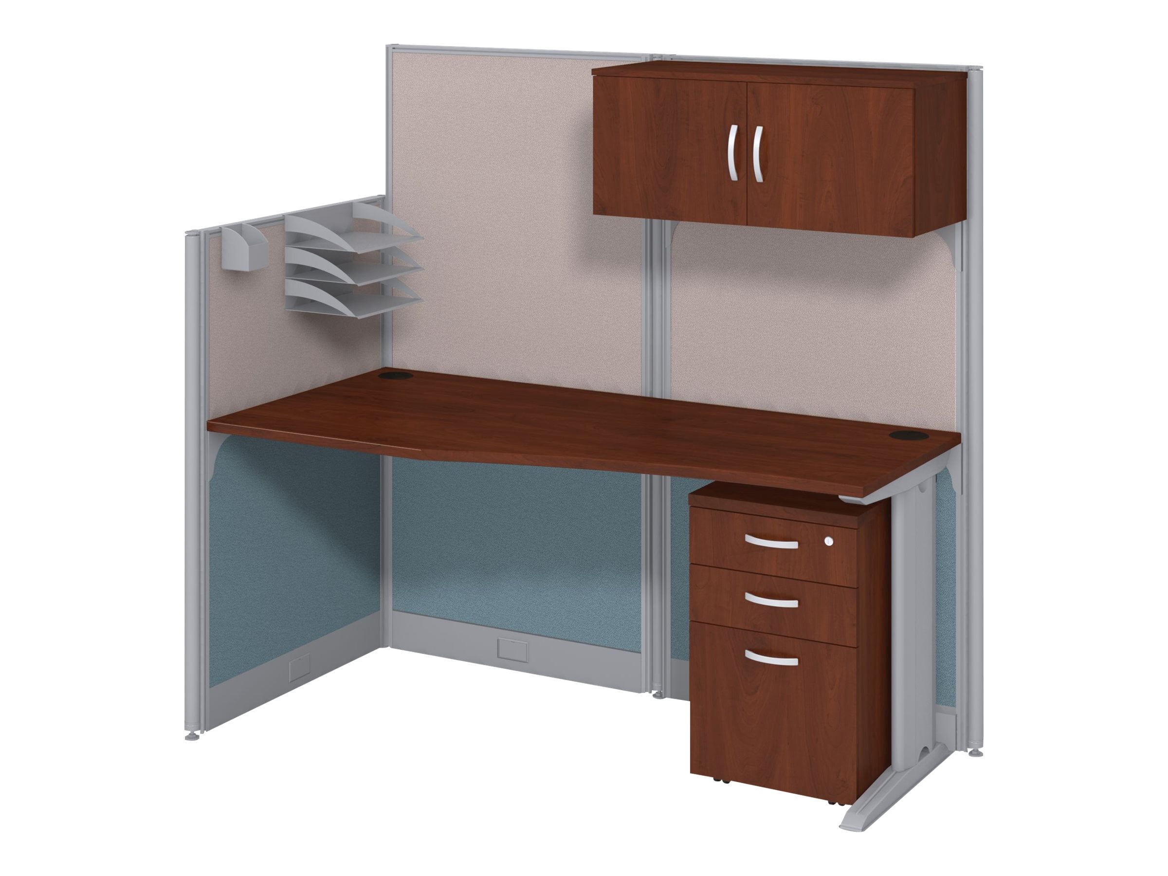 Bush Business Furniture Office in an Hour Poste de Travail de Cubicule 65W x 33D avec Rangement, Cerisier Hansen