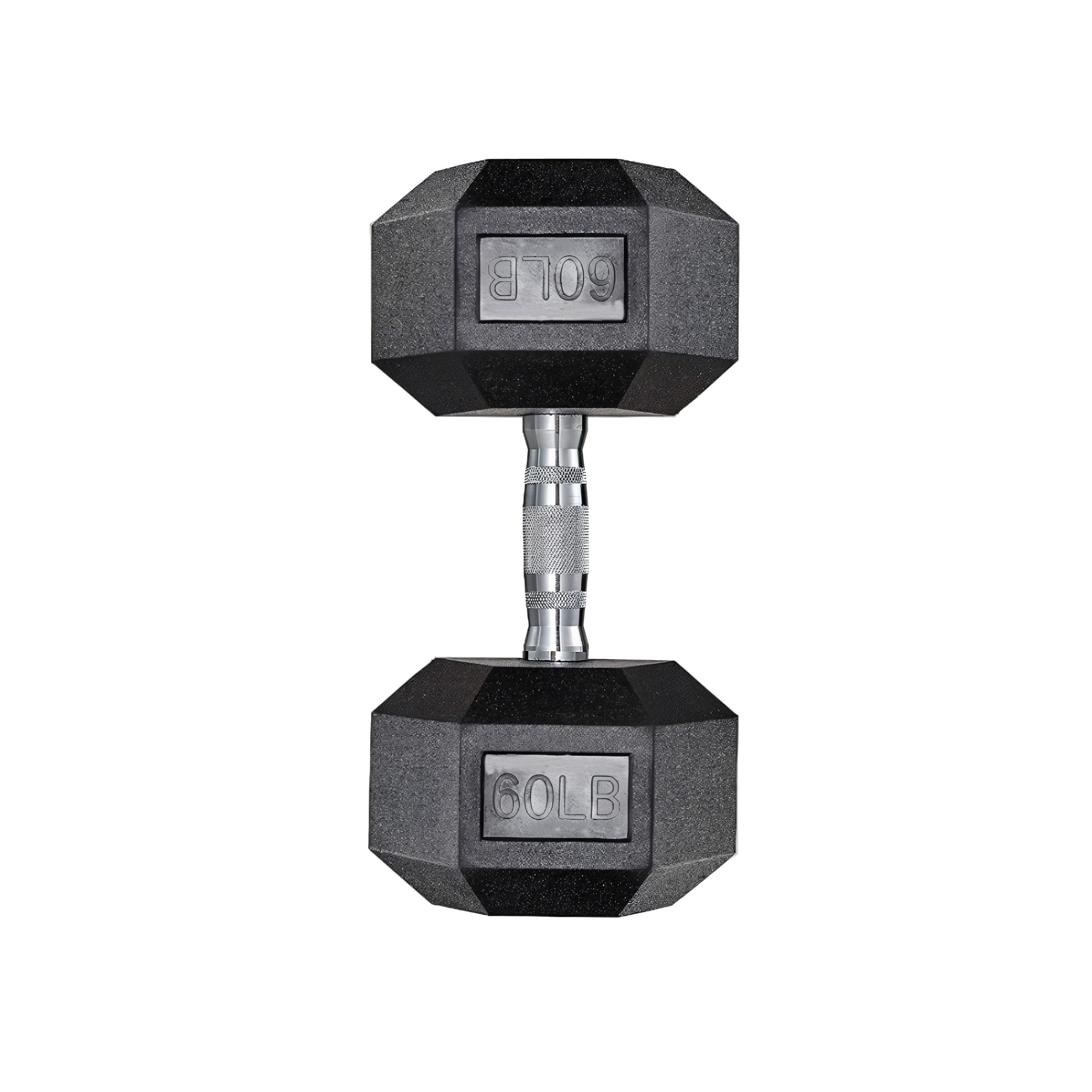 Fixed Dumbbell, 60LB Rubber Coated Dumbbell Free Weights with Solid Cast-Iron Core Grip