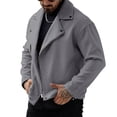thumbnail image 1 of Dagegui Short Coats for Men Stylish Notch Lapel Zip Up Peacoat Solid Color Business Work Outwear Fall Clothes Gray L, 1 of 4