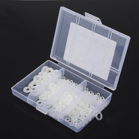 LHCER 500pcs M2-M6 Nylon Flat Washer Gasket Plain Washers Assortment Kit with Box,Washer, Flat Washer