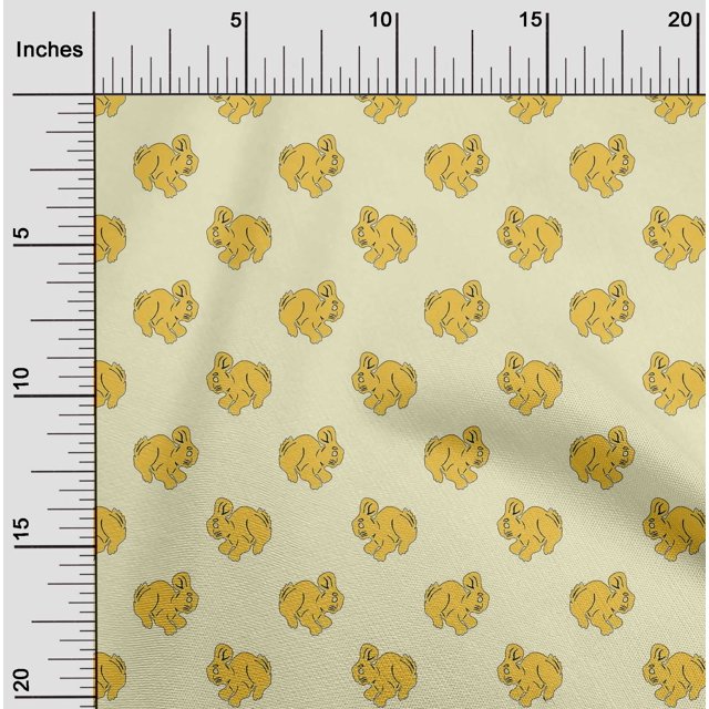oneOone Organic Cotton Voile Fabric Rabbit Block Print Fabric By Yard 42 Inch Wide