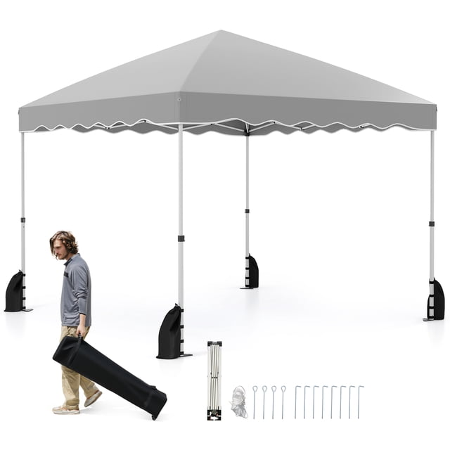 Gymax Abri de Patio Pliable Portable 10 X 10 Pi à Déploiement Rapide avec Sac à Roulettes