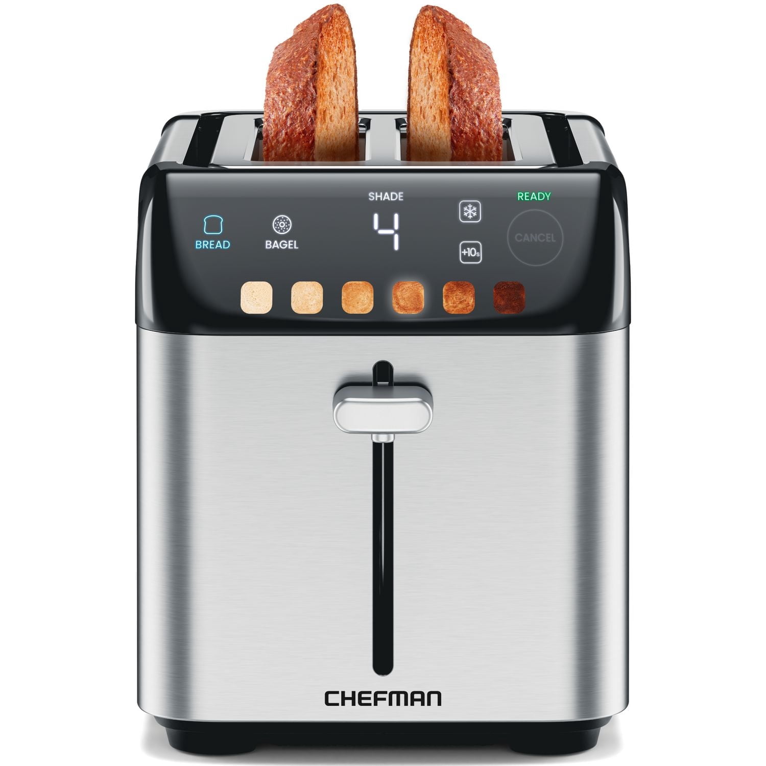 Grille-pain numérique Chefman Smart Touch à 2 fentes, 6 réglages d'intensité, mode bagel - Acier inoxydable, nouveau