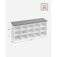 thumbnail image 4 of VASAGLE Shoe Bench,  Shoe Rack Bench, 15 Compartments, White and Gray ULHS15WT, 4 of 6