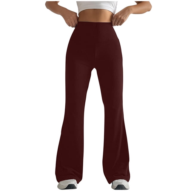 Timegard Workout Legging for Women High Waist Slim Fitting Bell Bottom Basic Yoga Trousers Solid Color