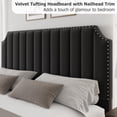 thumbnail image 4 of Queen Size Platform Bed Frame with 50.2in Headboard, Velvet Upholstered Bed Frame King with Vertical Channel Tufted Headboard & Footboard, Nailhead Trim, No Box Spring Needed, 4 of 9