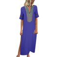 thumbnail image 1 of TIMIFIS Robe d'Été Décontractée Ample pour Femme, Longue, Sans Manches, Fendue, Robes Maxi, Robes d'Invitée de Mariage, Robe d'Été à Fleurs, Robes de Plage, Décontractée, Robe T-Shirt Décontractée -, 1 of 4