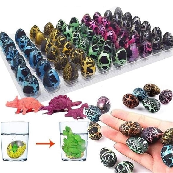Tyidzon Oeufs de Dinosaure à Éclore dans l'Eau, Lot de 60 Oeufs de Pâques Magiques Fissurés Remplis Jouets pour Enfants, Remplissages pour Chasse aux Oeufs de Pâques et Cadeaux de Fête