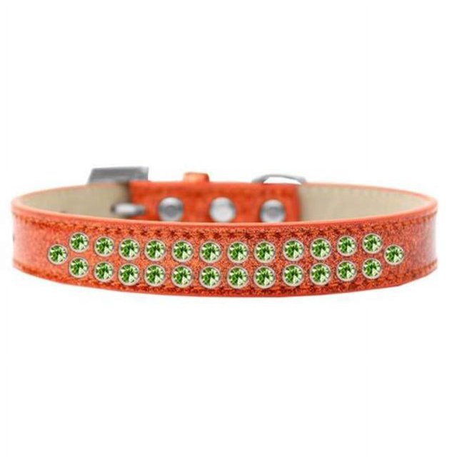 Two Row Lime Green Crystal Size 20 Orange Ice Cream Dog Collar