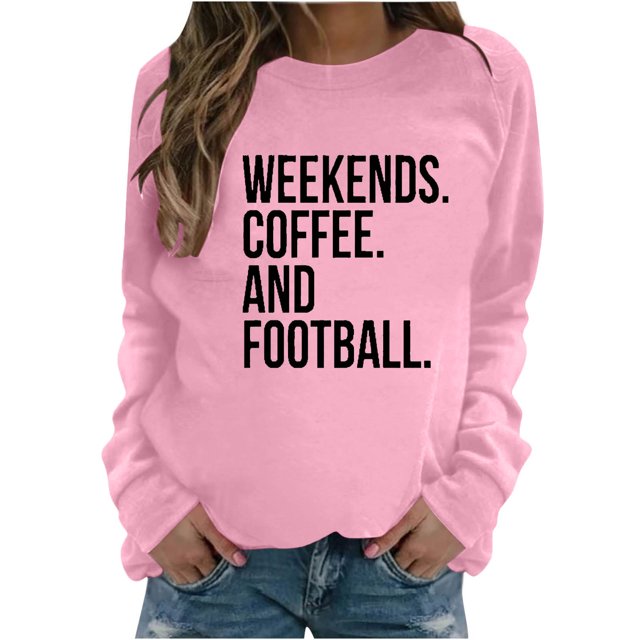 Pisexur Chandails en Molleton pour Femmes Imprimé Graphique Lettre Chandails en Molleton de Football pour Femmes Chandails en Molleton d'Automne Décontractés Col Rond Chandails en Molleton Manches Longues pour Femmes Blouses Coupe Ample Pull Tops