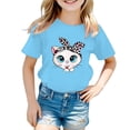 thumbnail image 1 of PMVFHDE T-Shirts d'Été Décontractés pour Filles, T-Shirt Mignon à Motif pour Fille, Col Rond, Manches Courtes, T-Shirt d'Été Décontracté Bleu, 11-12 Ans, 1 of 5