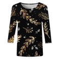 thumbnail image 4 of EQWLJWE Blouses à Manches Longues pour Femmes Hauts pour Femmes Liquidation T-shirt Imprimé de Mode pour Femmes Blouse à Manches 3/4 Col Rond Hauts Décontractés, 4 of 5