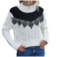 thumbnail image 3 of EGNMCR Chandail Col Roulé pour Femmes, Pulls pour Femmes Mode Femmes Décontracté Couleur Col Haut Dentelle Couture Chandail Manches Longues Chandail Femmes, 3 of 9