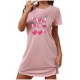 thumbnail image 1 of Vêtements de Nuit pour Femmes Robes de Nuit pour Femmes Robe de Nuit à Imprimé Cœur Manches Courtes Col Rond Chemise de Nuit Confort Robe de Pyjama Vêtements de Nuit T-Shirt Tenue d'Intérieur Robe de Maison Grande Taille Jupe de Pyjama TG, 1 of 5