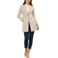 thumbnail image 2 of INSPIRE CHIC Women's Half Lapel Long Sleeves One Button Winter Mid-Length Overcoat S Beige White, 2 of 5