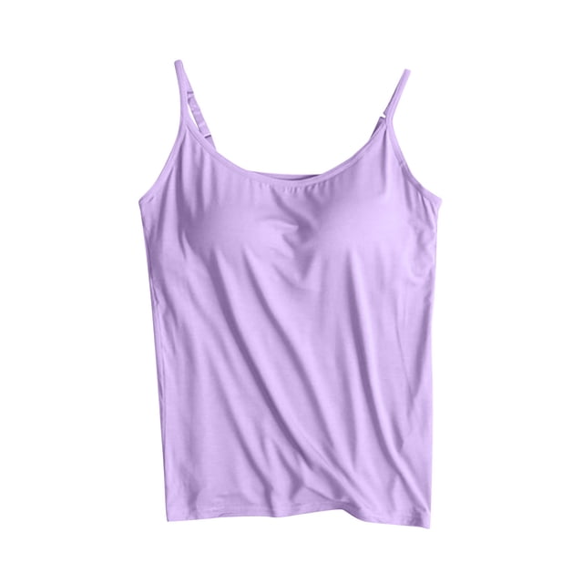 Timegard Camisoles pour Femmes avec Soutien-Gorge Intégré Débardeurs d'Été Sans Manches Bretelles Spaghetti Ajustables