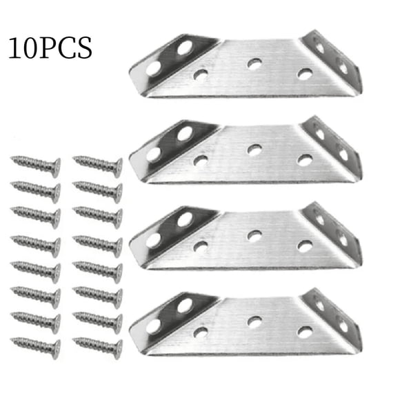 10Pcs Stainless Steel Multifunctional Corner Brace 3 Sided Fixed Trapezoidal Hanging Support for Cabinet Furniture Shelf Connector