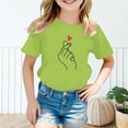 thumbnail image 2 of PMVFHDE Hauts Tube pour Filles T-Shirt à Manches Courtes pour Fille T-Shirt Fille T-Shirt Mignon pour Filles Hauts pour Fille Enfant T-Shirt Graphique Mignon à Col Rond à Manches Courtes T-Shirt d'Été Décontracté Vert Pâle, 3-4 Ans, 2 of 5