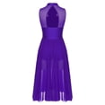 thumbnail image 4 of Sinleey Costumes de Danse Lyrique pour Femmes Robe Longue Fluide en Tulle Sans Manches à Sequins Moderne Contemporain Violet TG, 4 of 6