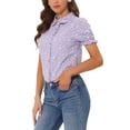 thumbnail image 4 of INSPIRE CHIC Chemise Imprimée pour Femme à Col Peter Pan, Boutonnée, Manches Bouffantes, Violet Floral TP, 4 of 6