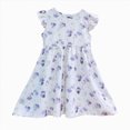 thumbnail image 1 of Zanarzt Robes de Demoiselle d'Honneur pour Fille Robe d'Été pour Filles avec Manches Fluides Robe à Motif Floral Robe à Imprimé Mignon Robes d'Été, Violet Pâle, 2-3 Ans, 1 of 5