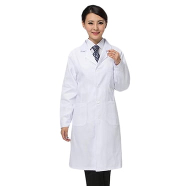 Tachiuwa Women Long Sleeve White Scrubs Lab Coat Doctor Nurse Uniform M M