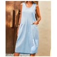 thumbnail image 2 of Robe Sans Manches à Col Rond Simple, Robe Décontractée Sans Manches pour le Printemps et l'Été, Vêtements pour Femmes, 2 of 5