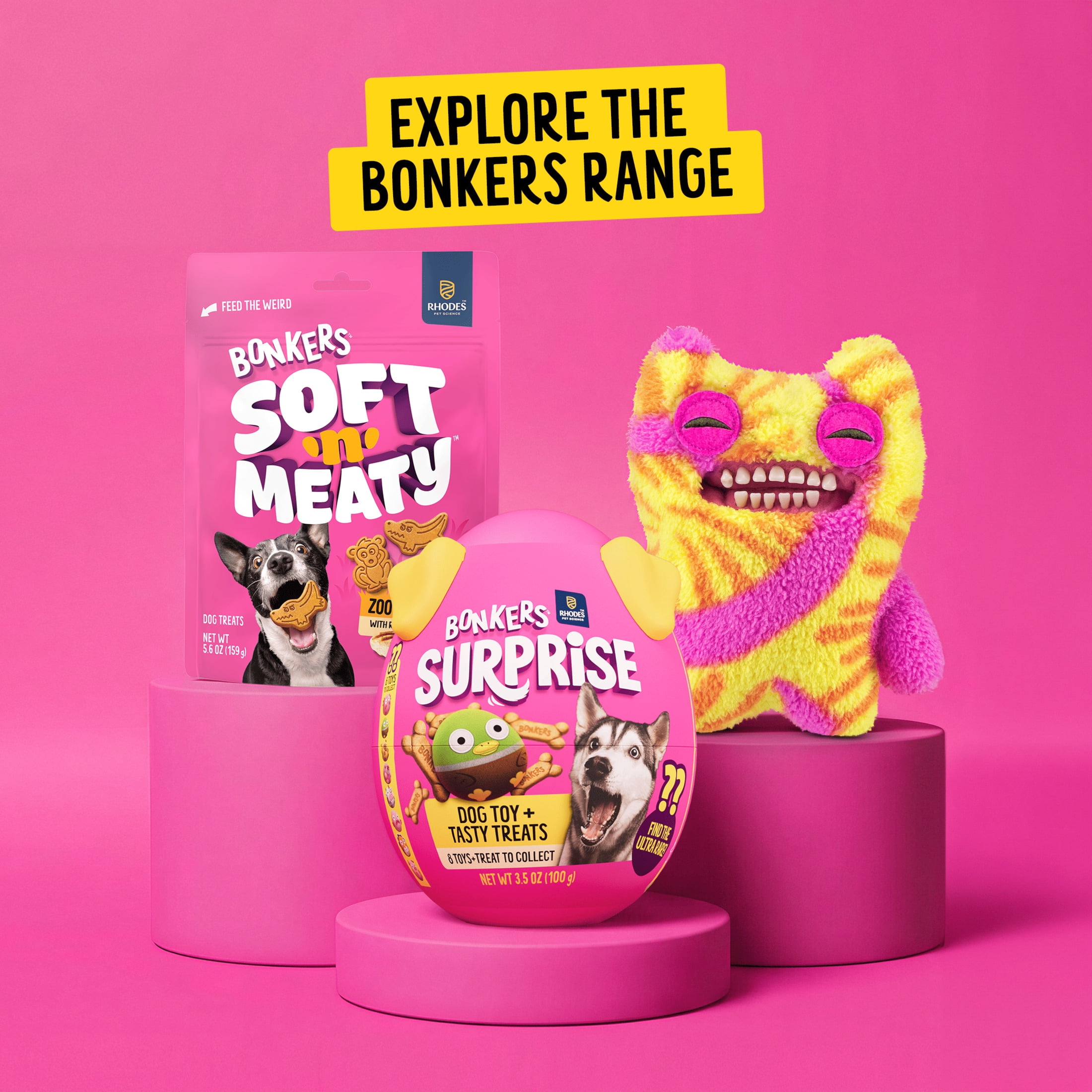 BONKERS Surprise Biscuits pour chien à saveur poulet avec jouet surprise