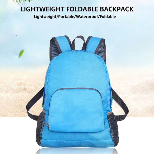 Uuiauoio Foldable Backpack Minimalist Design Lightweight Student Backpack Zipper Strip Side Mesh Pocket Compact Storage Easy Carry Travel Daypack