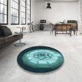 thumbnail image 4 of Ahgly Company Tapis d'Intérieur Lavable à la Machine, Carré, Transitionnel, Vert Sarcelle Profond, Tapis de Zone, 5 Pieds Carré, 4 of 7