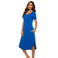 thumbnail image 1 of Robe de Nuit à Manches Courtes Col en V Longueur Complète pour Femmes Grande Taille, 1 of 5