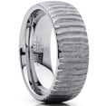 thumbnail image 1 of Men's Tungsten Carbide Dome Wedding Band Engagement Ring Chieseled Tree Bark Textured Design 8.5, 1 of 6