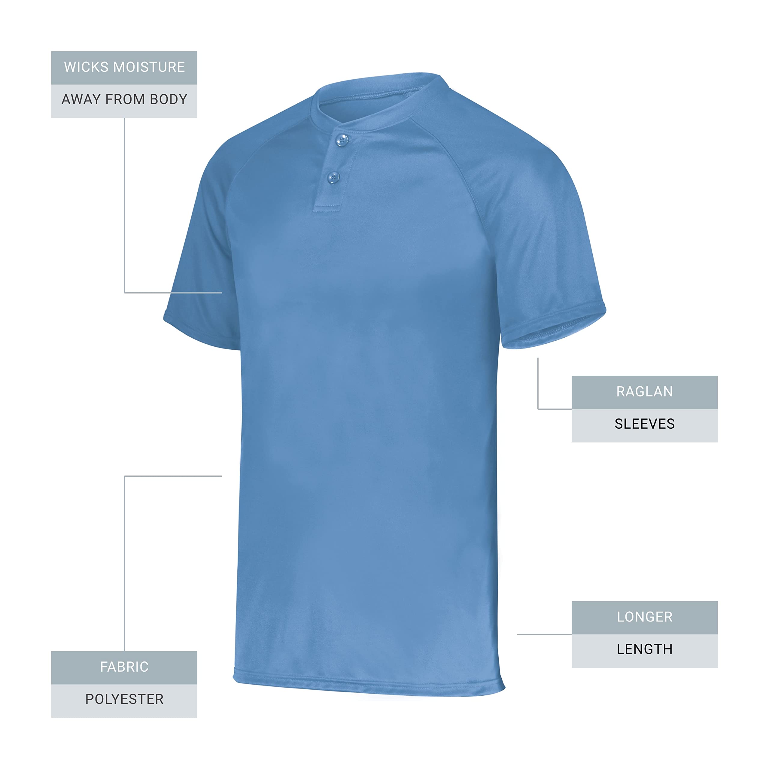 Augusta sportswear Boy's Attain Wicking Two Button Baseball Jersey