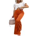 thumbnail image 3 of Women Corduroy Flared Pants Stretch Bootcut Bell Bottom Trousers, 3 of 6