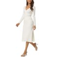 thumbnail image 4 of INSPIRE CHIC Robe Chandail Midi pour Femme à Manches Longues, Encolure Cœur, Coupe Ajustée, Tricot, Fente Latérale, devant Torsadé, Blanc m, 4 of 6