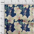 thumbnail image 1 of oneOone Polyester Lycra Fabric Leaves & Orchids Floral Â Printed Craft Fabric BTY 56 Inches Wide, 1 of 1