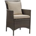 thumbnail image 2 of Modway Conduit 17 Pouces Fauteuil de Salle à Manger de Patio en Rotin Brun/beige (Ensemble de 2), 2 of 3