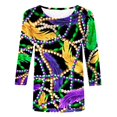thumbnail image 4 of Outfmvch Chemises Mardi Gras pour Femmes, Manches 3/4 Hauts pour Femmes, Tenue Mardi Gras pour Femmes, Blouses pour Femmes, Hauts d'Entraînement pour Femmes, Tunique Graphique de Carnaval Manches 3/4 Col Rond Blouse Verte 4TG, 4 of 5