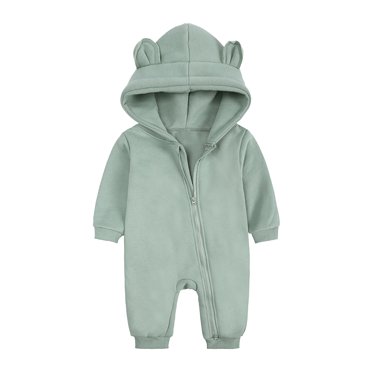 cfhntfmh Baby Boys Girls Clothing Zipper Hooded Jumpsuit Romper Long Sleeve Outfit Infant Newborn Fall Winter Warm Clothes