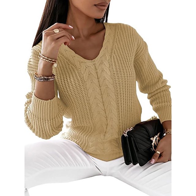 Innerwin Chandail d'Hiver Chaud pour Femmes, Haut Chic à Manches Longues, Chandail Douillet, Abricot G
