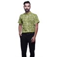 thumbnail image 1 of BESTMAN Chemise en Coton pour Hommes à Manches Courtes Imprimée Col Mandarin Chemise Décontractée, 1 of 5