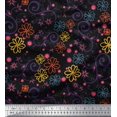 thumbnail image 1 of Soimoi Black Rayon Fabric Floral & Scroll Abstract Print Sewing Fabric Yard 56 Inch Wide, 1 of 3